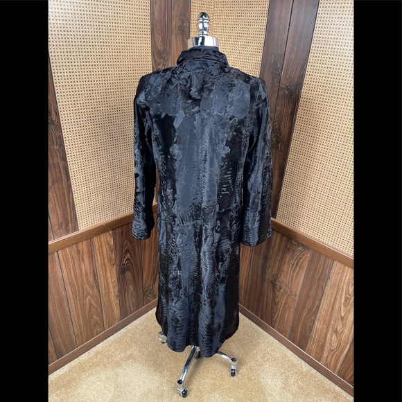 Full Length Neiman Marcus Feraud Paris Black Russian Broadtail Fur Coat Small - Picture 5 of 13